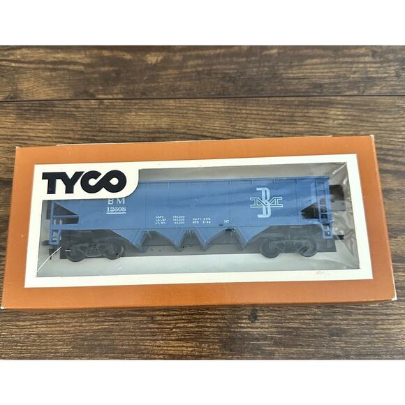 Vintage Tyco HO Boston and Maine BM No. 12608 Blue Hopper Car In Original Box - Picture 1 of 6